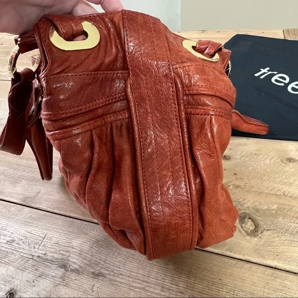 Treesje Dual Strap Tobacco Brown Leather Satchel Handbag - Picture 5 of 16